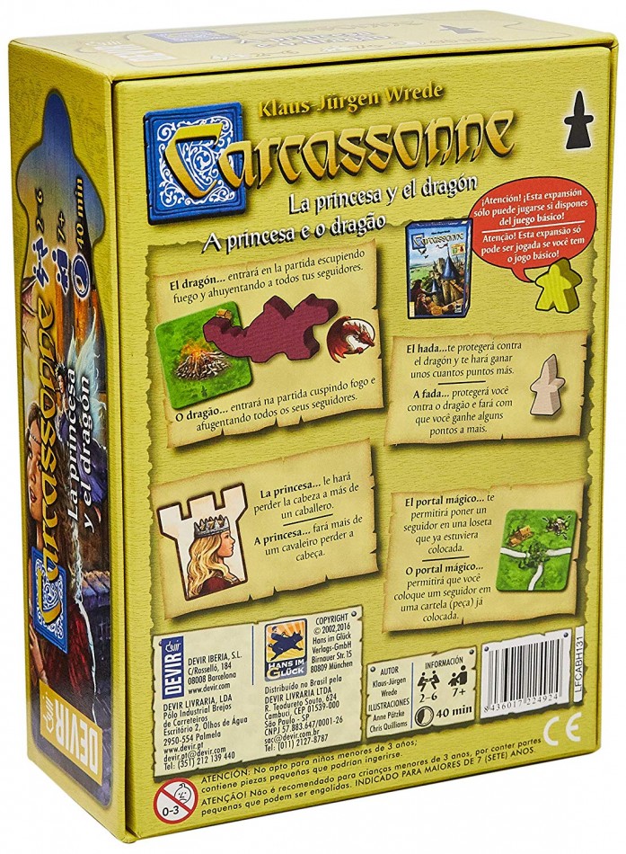 Carcassonne A Princesa e o Dragão Expansão Jogo de Tabuleiro